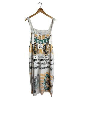 JADED GYPSY Balloon Print Overalls Boho Wide Leg Cotton Pockets NWT S M